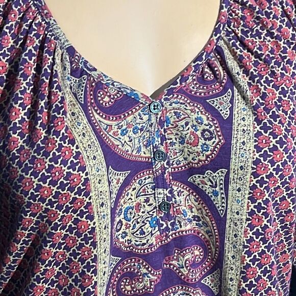 Lucky Brand Paisley and Floral Print V-Neck Blouse Size Small - Picture 2 of 11